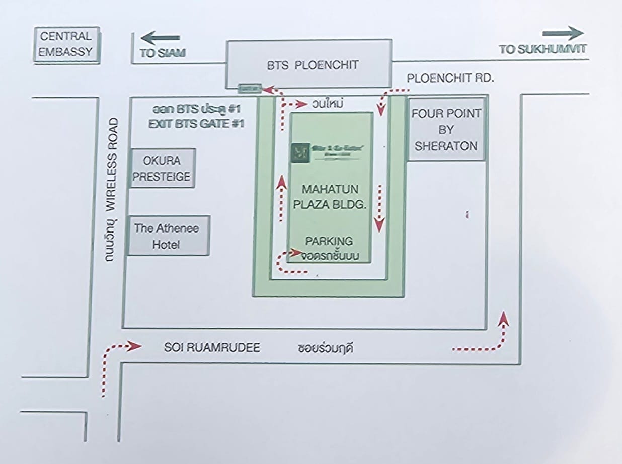 Bangkok branch map — Mahatun Plaza, BTS Ploenchit
