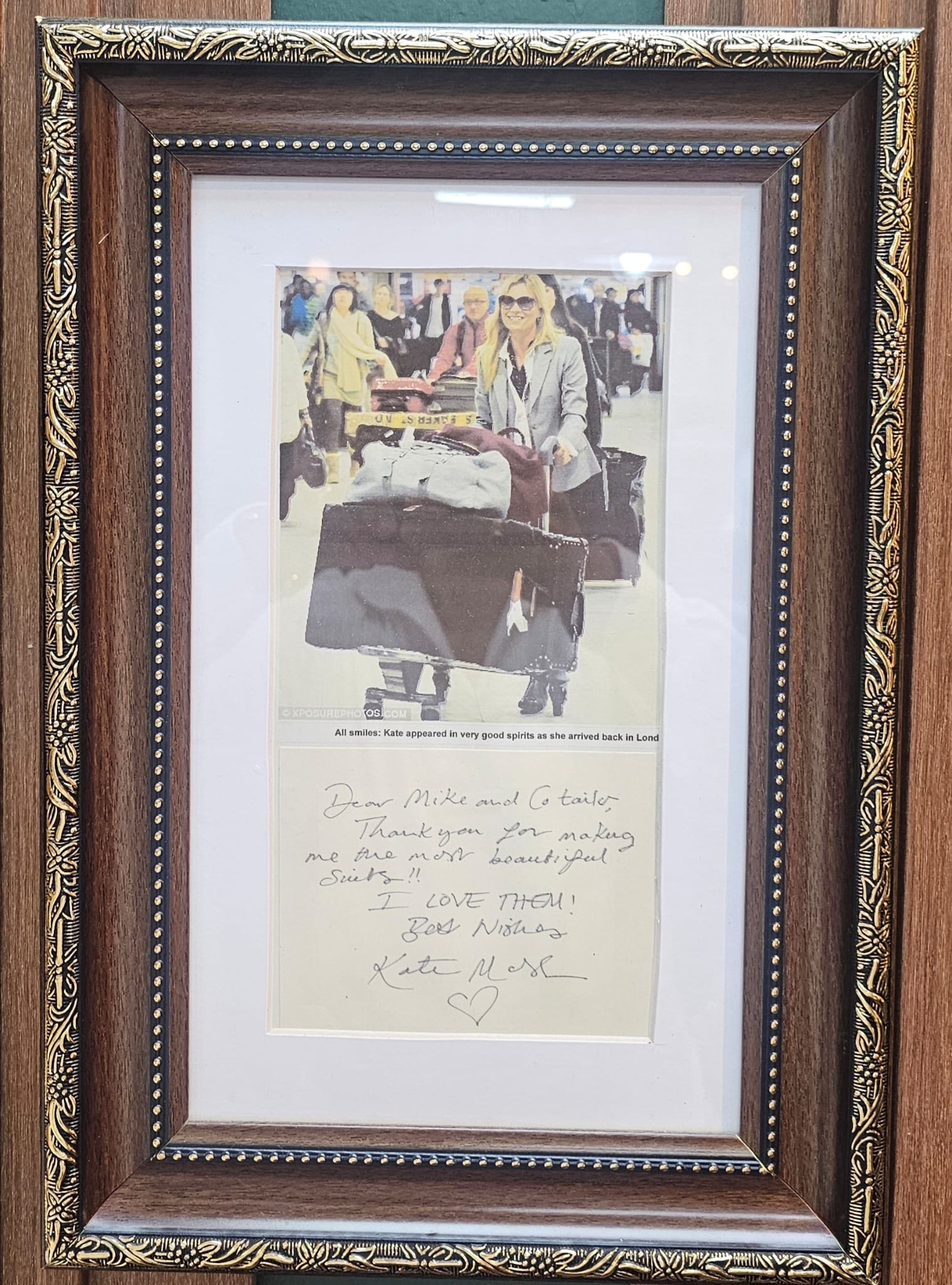 Kate Moss handwritten letter