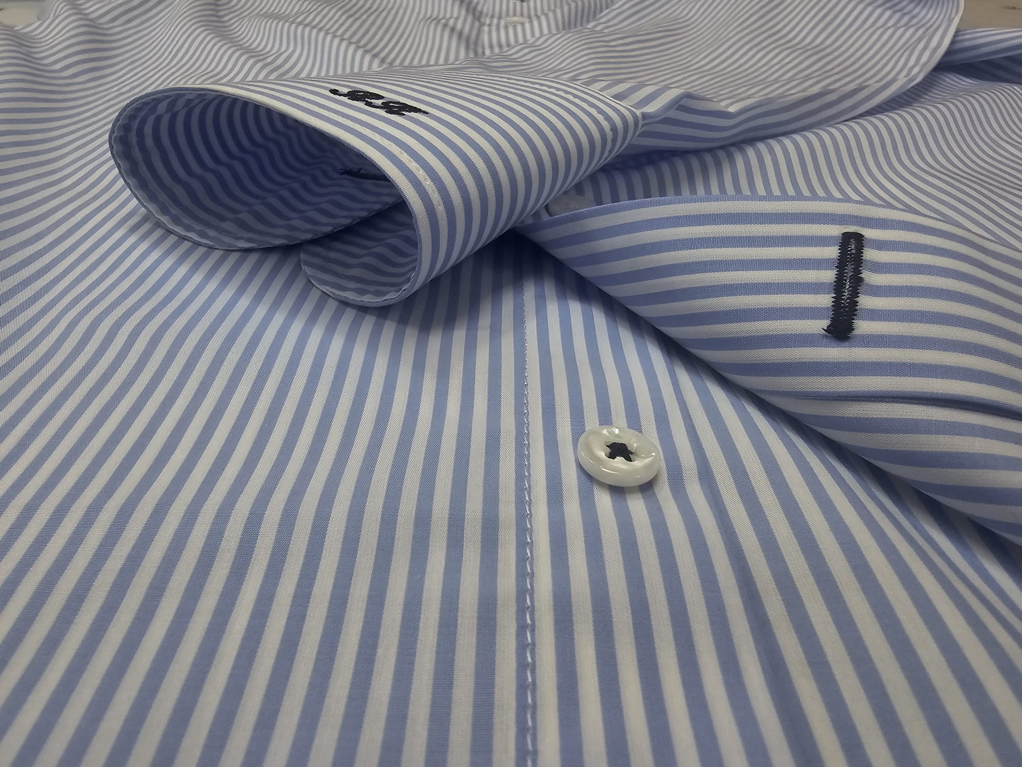Striped shirt collar detail