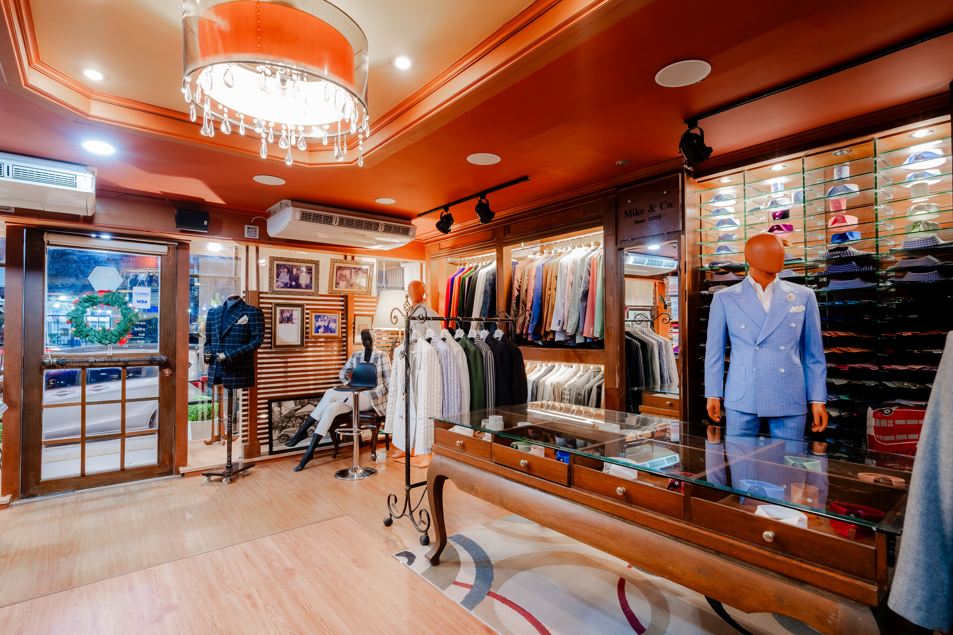 Showroom panorama with chandelier